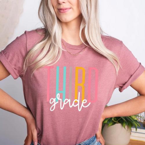 Third Grade Girls Boys Teacher Team 3rd Grade Squad Women's Heather T-Shirt - teacherstshirts.com UK