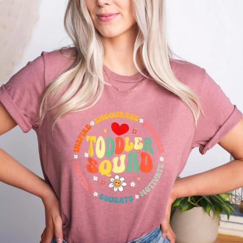 Toddler Squad Pre-K Teacher Pre School Back To School Women's Heather T-Shirt - teacherstshirts.com UK