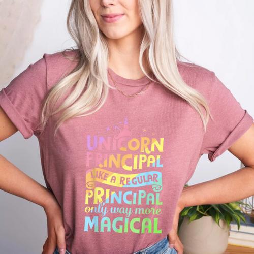 Unicorn Principal Back To School Teacher Appreciation Women's Heather T-Shirt - teacherstshirts.com UK