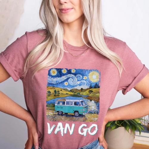 Van Go Retro Vanlife Art Teacher Women's Heather T-Shirt - teacherstshirts.com AU