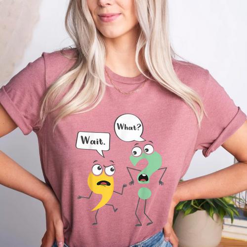 Wait What English Teacher Grammar Police Grammarian Women's Heather T-Shirt - teacherstshirts.com DE