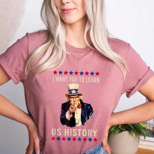 I Want You To Learn US History American Teacher School For Men Women Women's Heather T-Shirt - teacherstshirts.com AU