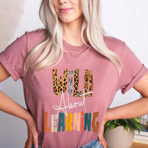Wild About Learning Teacher Back To School Teaching Women's Heather T-Shirt - teacherstshirts.com AU