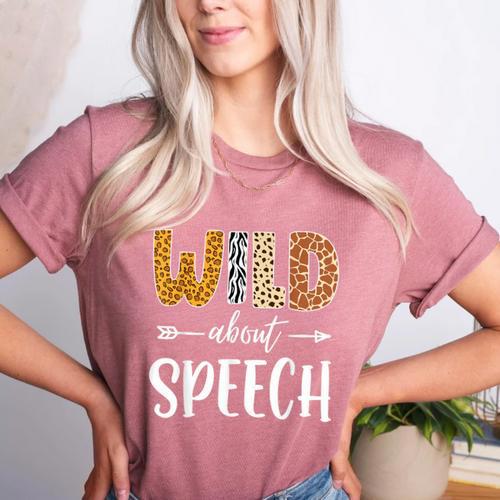 Wild About Speech SLP Leopard Teacher Back To School Kids Women's Heather T-Shirt - teacherstshirts.com