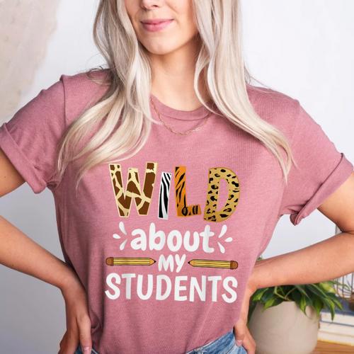Wild About My Students School Teachers And Students Women's Heather T-Shirt - teacherstshirts.com AU