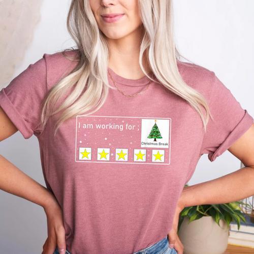 I Am Working For Christmas Break Special Education Teacher Women's Heather T-Shirt - teacherstshirts.com UK