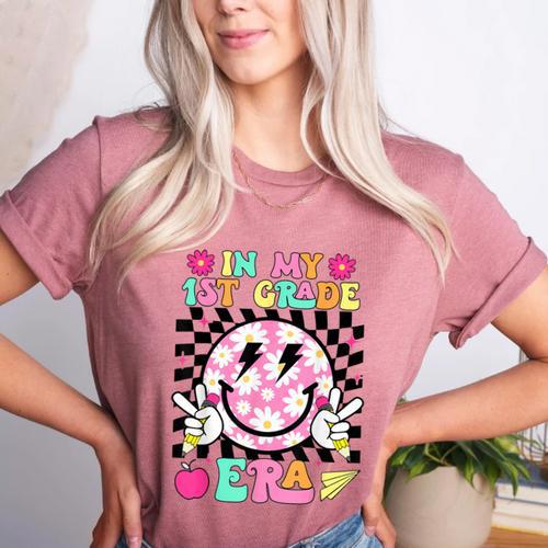 In My 1st Grade Era Smile Face Back To School Teacher Kid Women's Heather T-Shirt - teacherstshirts.com AU