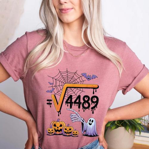 4489 Square Root 67 Math Teacher Halloween Costume Professor Women's Heather T-Shirt - teacherstshirts.com