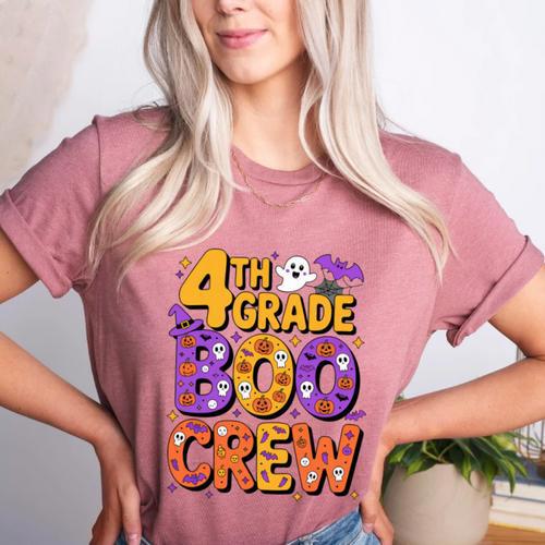 4th Grade Boo Crew Ghost Halloween Teacher Costume Women's Heather T-Shirt - teacherstshirts.com DE