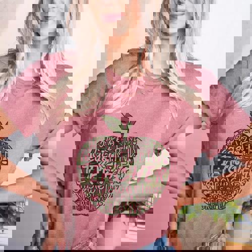 Apple Camoflauge Clothing Camo Student Teacher Cute School Women&#x27;s Heather T-Shirt - teacherstshirts.com