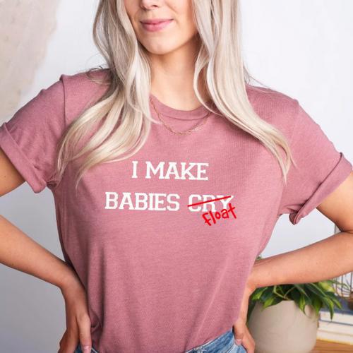I Make Babies Cry Float Funny Swimming Coach Teacher Gift Women's Heather T-Shirt - teacherstshirts.com DE