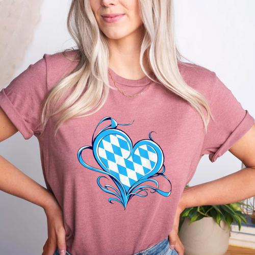 Bavarian Flag As Heart Blue Diamond Bavaria Women's Heather T-Shirt - Bostonterriersmerch.com