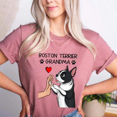 Boston Terrier Grandma Mother's Day Dog Mom Women's Heather T-Shirt - Bostonterriersmerch.com