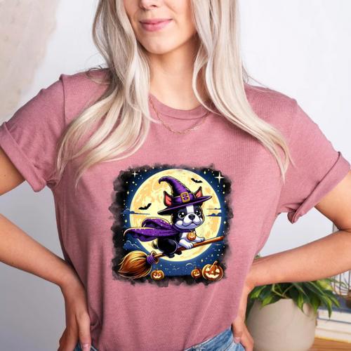 Cute Boston Terrier Halloween Costume Dog Lover Women Girls Women's Heather T-Shirt - Bostonterriersmerch.com