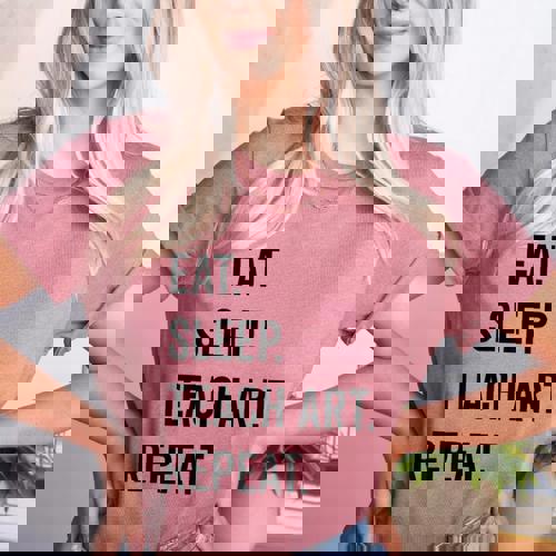 Eat Sleep Teach Art Repeat Teaching Art Teacher Women&#x27;s Heather T-Shirt - teacherstshirts.com