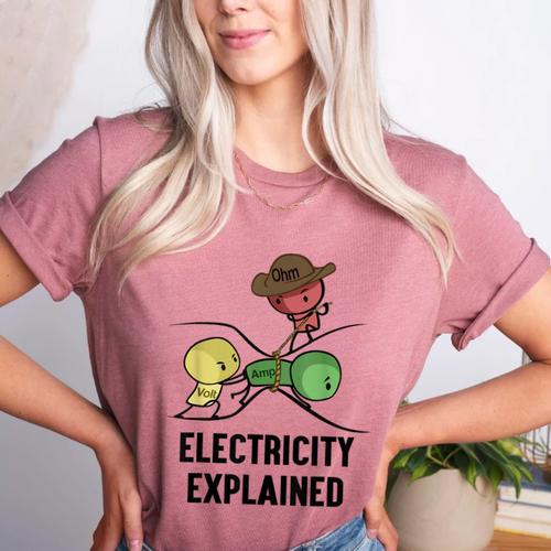 Electricity Explained Physics Nerd I Teacher School Women's Heather T-Shirt - teacherstshirts.com UK