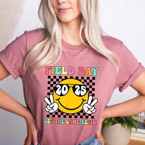 Field Day 2025 Let The Games Begin Yellow Team Teachers Kids Women's Heather T-Shirt - teacherstshirts.com CA