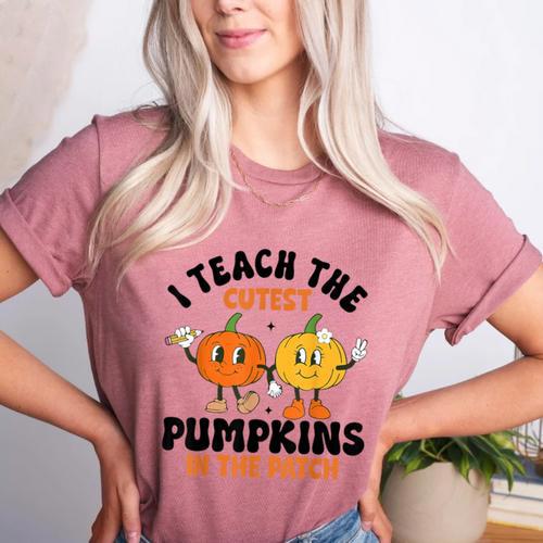 Halloween Teacher I Teach The Cutest Pumpkins In The Patch Women's Heather T-Shirt - teacherstshirts.com CA