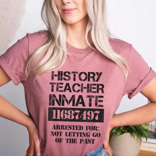 Halloween History Teacher Prisoner Costume Women's Heather T-Shirt - teacherstshirts.com UK