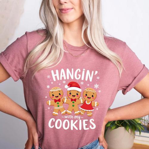 Hanging With My Cookies Gingerbread Christmas Teacher Xmas Women's Heather T-Shirt - teacherstshirts.com CA