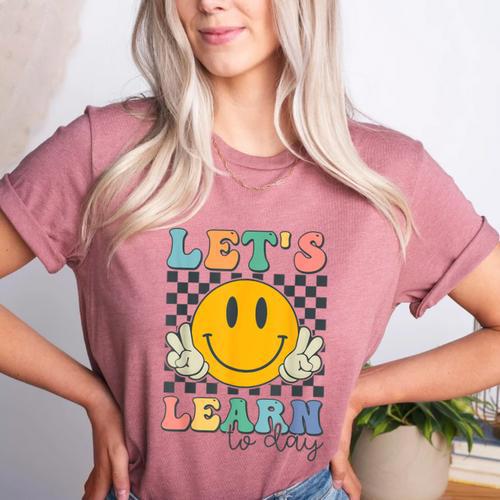 Let's Learn Today Smile Face Back To School For Teacher Kids Women's Heather T-Shirt - teacherstshirts.com