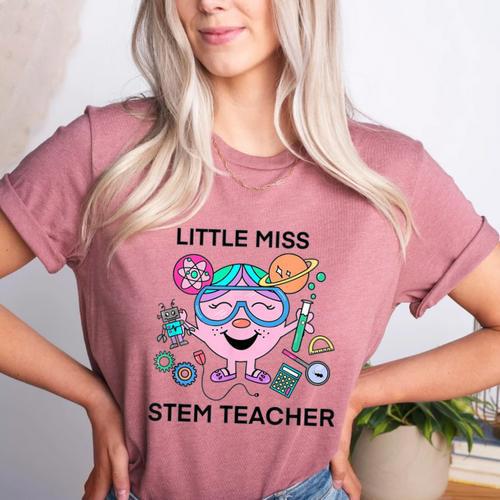 Little Miss Stem Teacher Women's Heather T-Shirt - teacherstshirts.com AU