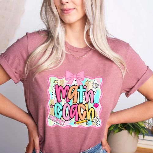 Math Coach Back To School Math Teacher Women's Heather T-Shirt - teacherstshirts.com
