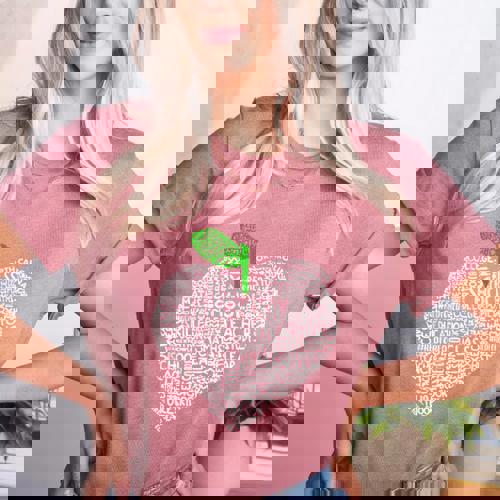 NC Red For Ed North Carolina Proud Teacher Apple T-Shirt Women&#x27;s Heather T-Shirt - teacherstshirts.com