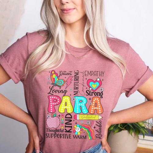 Para Paraprofessional Paraeducator Teacher Back To School Women's Heather T-Shirt - teacherstshirts.com CA