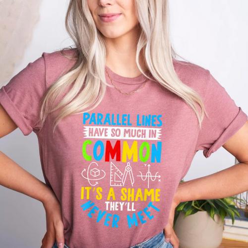 Parallel Lines Math Pun – Teacher Humor Women's Heather T-Shirt - teacherstshirts.com AU
