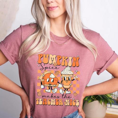 Pumpkin Spice Makes The Teacher Nice Teacher Graduation Women's Heather T-Shirt - teacherstshirts.com AU
