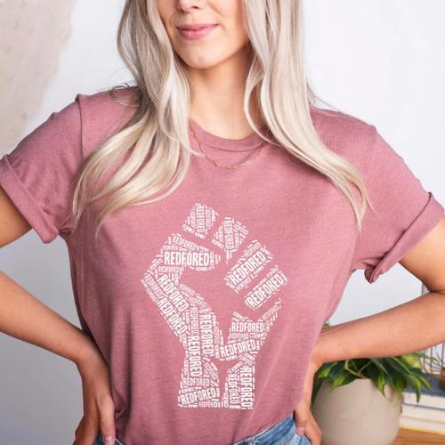 Redfored Shirt Red For Ed Protest Teachers Fist Women's Heather T-Shirt - teacherstshirts.com CA