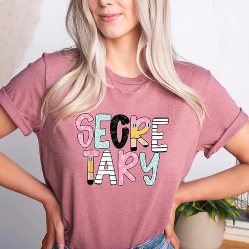 Retro Secretary Back To School Teacher Appreciation Women's Heather T-Shirt - teacherstshirts.com DE