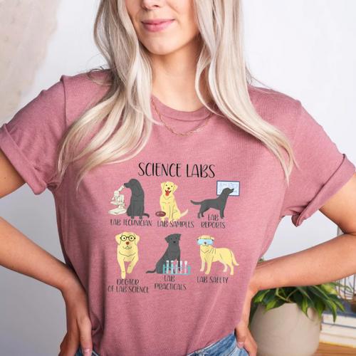 Science Labs Dogs Labrador Retriever Science Teacher Women's Heather T-Shirt - teacherstshirts.com DE