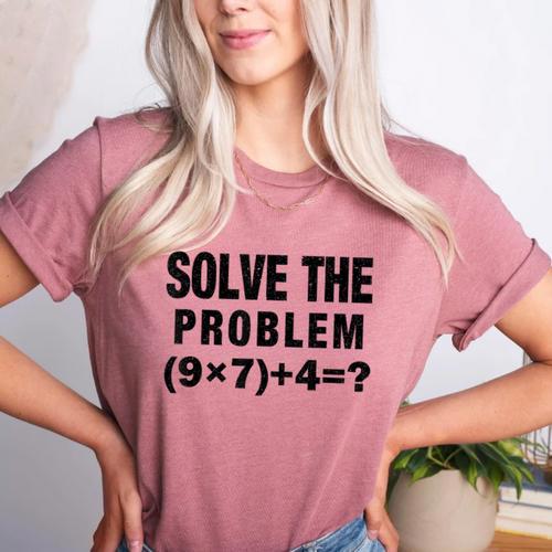 Solve The Problem 9×74 Math Teacher Women's Heather T-Shirt - teacherstshirts.com