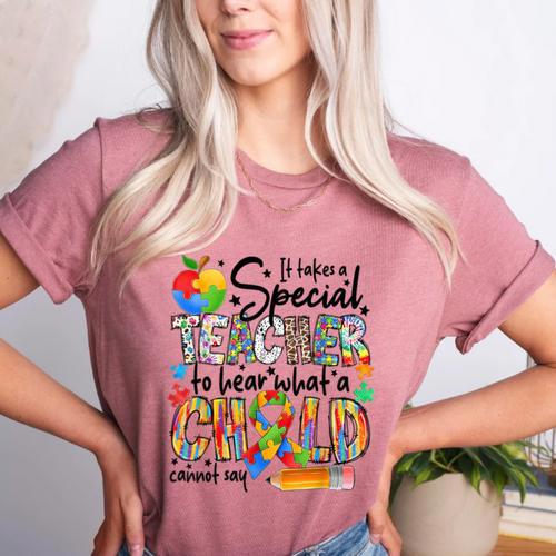 It Takes A Special Teacher To Hear What A Child Cannot Say Women's Heather T-Shirt - teacherstshirts.com