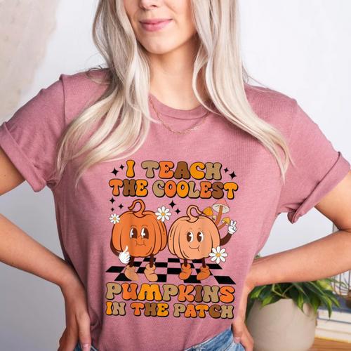 I Teach The Coolest Pumpkins In The Patch Teacher Halloween Women's Heather T-Shirt - teacherstshirts.com UK