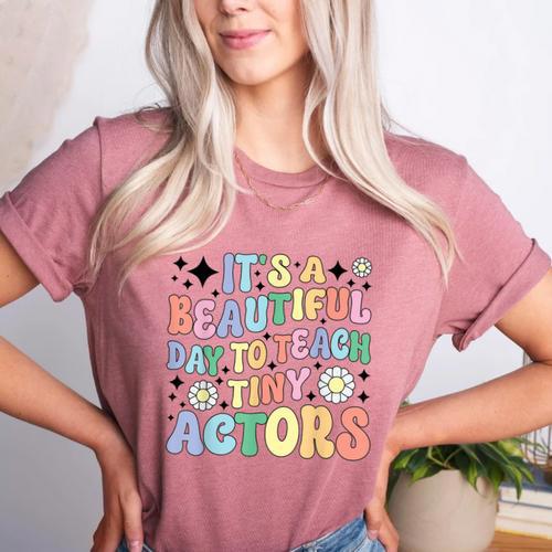 Teach Tiny Actors Theater Drama Teacher Drama Teaching Women's Heather T-Shirt - teacherstshirts.com UK