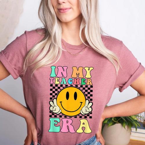 In My Teacher Era Retro Back To School Teacher Student Women's Heather T-Shirt - teacherstshirts.com AU