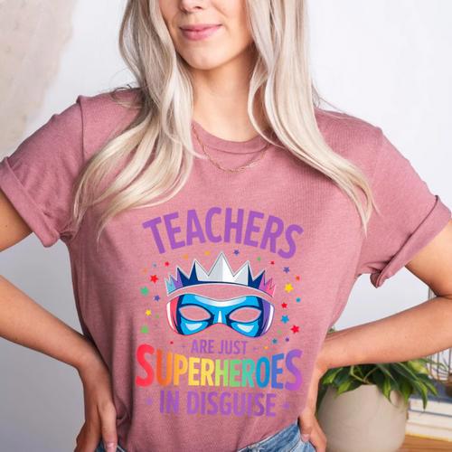 Teachers Are Just Superheroes In Disguise Back To School Women's Heather T-Shirt - teacherstshirts.com CA