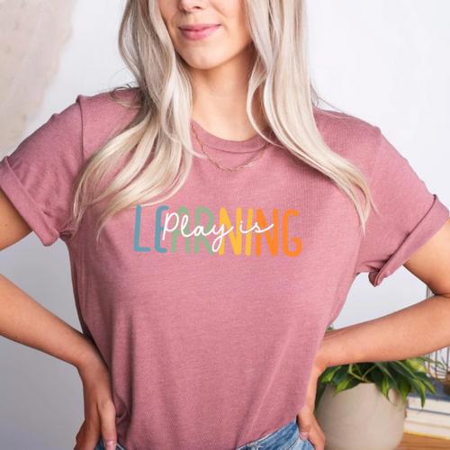 Vintage Play Is Learning Back To School Toddler Teacher Women's Heather T-Shirt - teacherstshirts.com DE