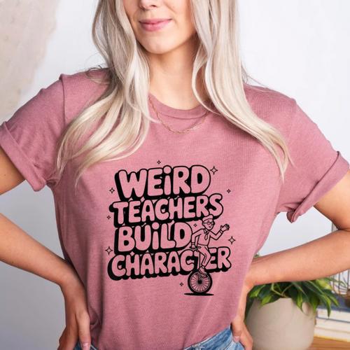 Weird Teachers Build Character School Pun Women's Heather T-Shirt - teacherstshirts.com UK