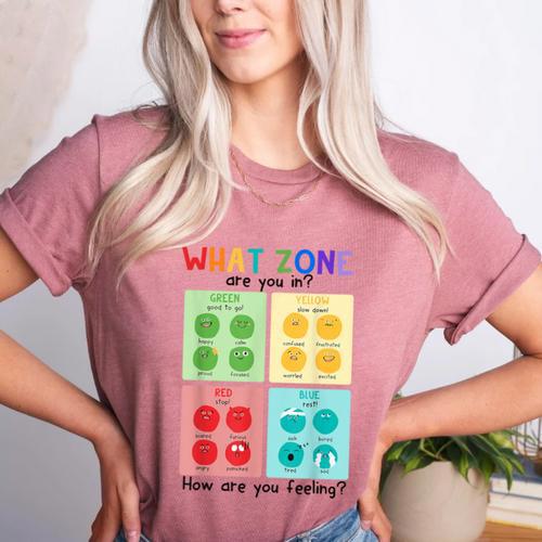 What Zone Are You In How Are You Feeling Teacher Women's Heather T-Shirt - teacherstshirts.com AU