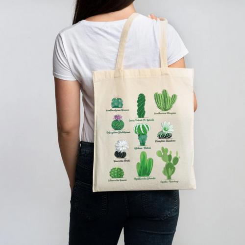 10 Types Of Cactus Succulent Teacher Chart Cactus Lover Tee Canvas Tote Bag - teacherstshirts.com UK