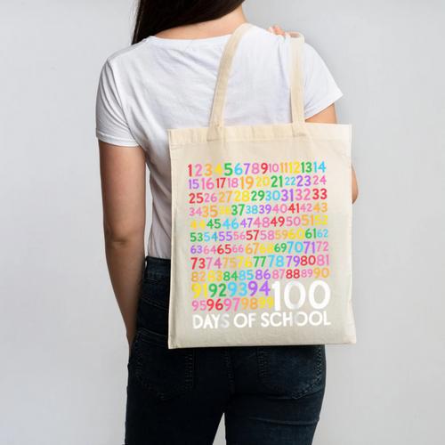 100th Day Of School Teacher Kids 100 Days Math Numbers Canvas Tote Bag - teacherstshirts.com CA