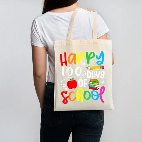 100th Day Of School Teachers Kids Girls Child Happy 100 Days Canvas Tote Bag - teacherstshirts.com AU