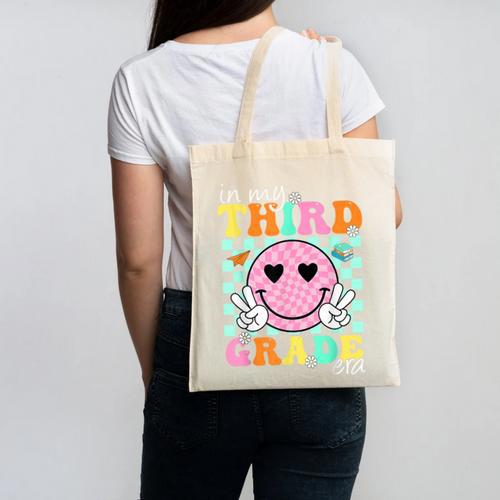 In My 3rd Grade Era Back To School Smile Face Teacher Kid Canvas Tote Bag - teacherstshirts.com