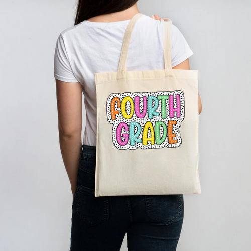 4th Grade Back To School Dalmatian Dots Teacher Student Canvas Tote Bag - teacherstshirts.com