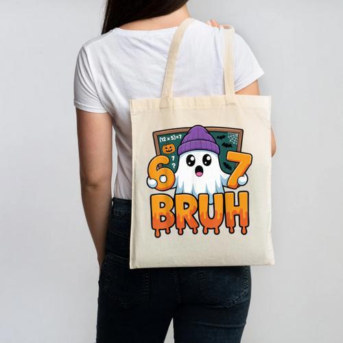 67 Teacher Ghost Six Seven Meme Math Equation Bruh Halloween Canvas Tote Bag - teacherstshirts.com AU