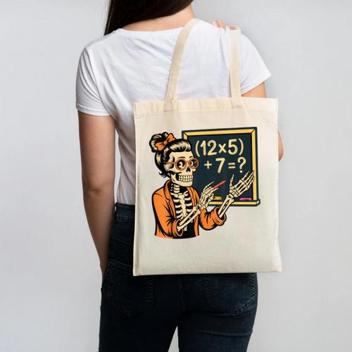 67 Teacher Halloween Skeleton Canvas Tote Bag - teacherstshirts.com AU